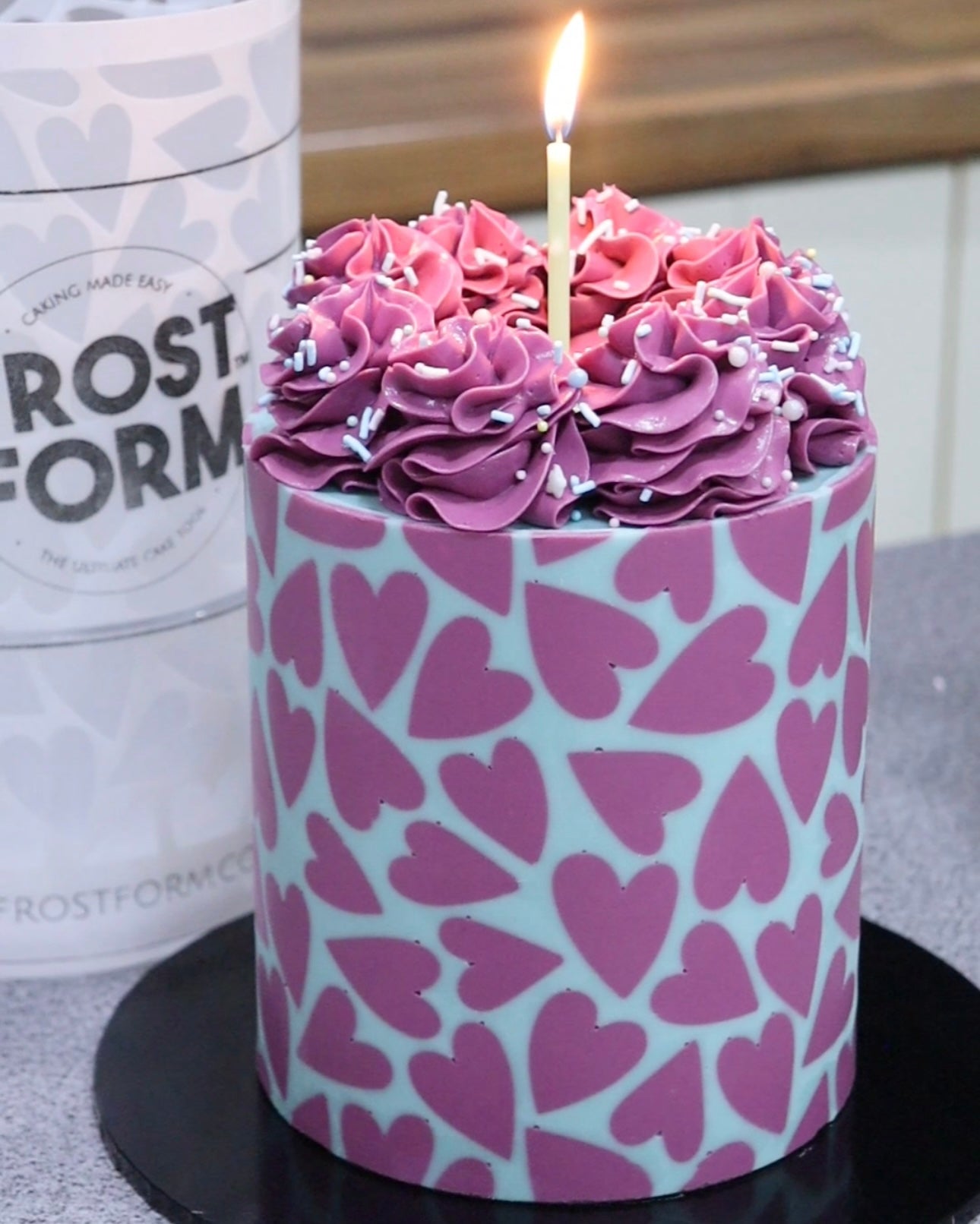 Frost Form - 6" Round Stencil - Tumbling Hearts